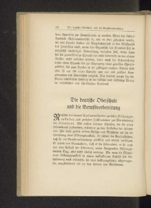 Die deutsche Oberschule und die Berufsvorbereitung