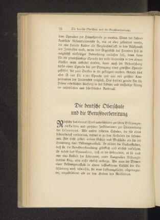 Die deutsche Oberschule und die Berufsvorbereitung