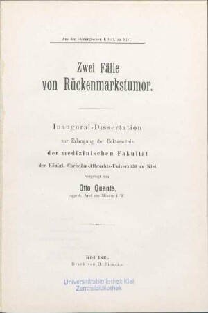 Zwei Fälle von Rückenmarkstumor