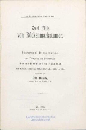 Zwei Fälle von Rückenmarkstumor