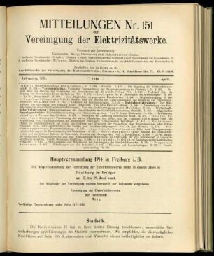 Mitteilung Nr. 151. Jg. 13, April 1914