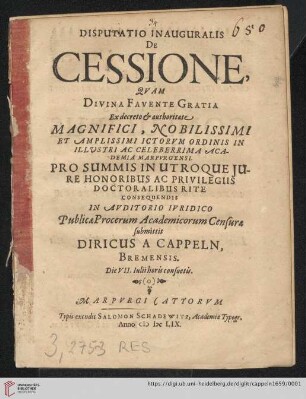 Disputatio Inauguralis De Cessione