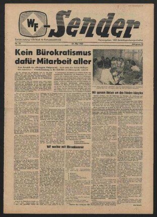 Betriebszeitung 'WF-Sender', Nr.19/1960 (20. Mai 1960)