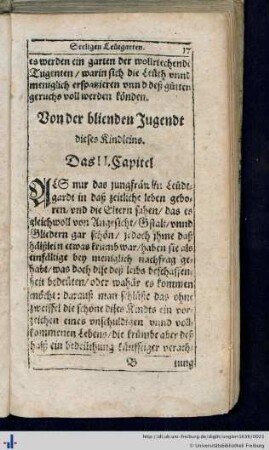 II. Von der blienden Jugendt dieses Kindleins.