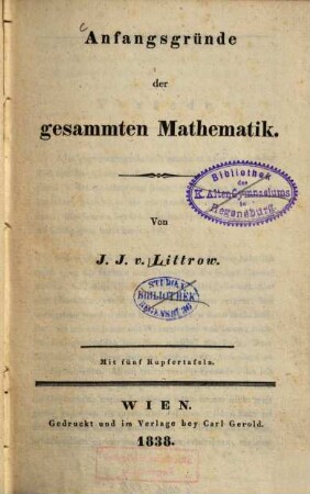 Anfangsgründe der gesammten Mathematik