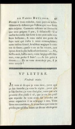 VIe Lettre. Vendredi matin.