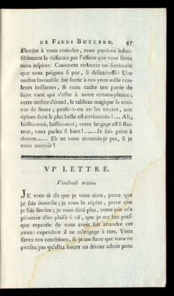 VIe Lettre. Vendredi matin.