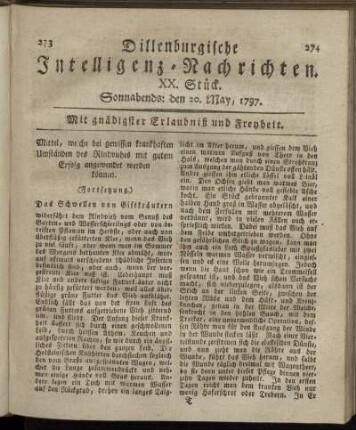 XX.Stück. Sonnabends: den 20. May 1797.