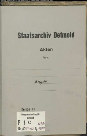 Belegakten zum Heiratsregister der evangelischen Gemeinde Enger, Kreis Herford (1808-1809)