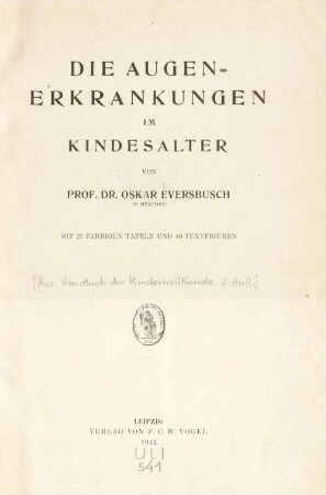 Die Augenerkrankungen im Kindesalter
