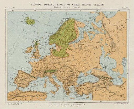 Plate XI. Europe During Epoch Of Great Baltic Glacier (Fourth Glacial Epoch)