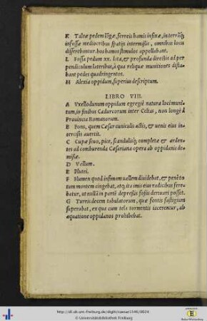 Uxellodunum oppidum [mit Abbildung]. Ioannes Iucundus Veronensis. Libro VIII.