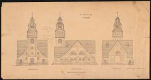Evangelische Kirche, Maltsch: 3 Ansichten 1:100 (von Inv.Nr. 2556)