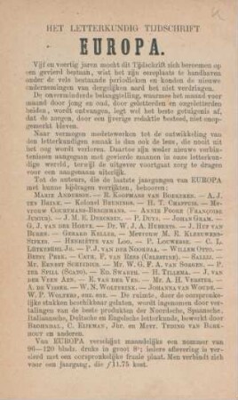 Het letterkundig tijdschrift Europa