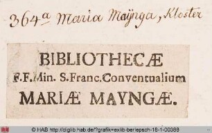 Exlibris der Bibliothek des Klosters Maria Maynga