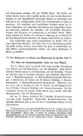 IX. Der Rückzug der 11. Armee aus Mazedonien im Herbste 1918.