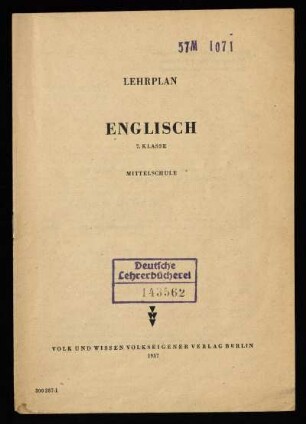 Lehrplan Englisch : 7. Klasse; Mittelschule