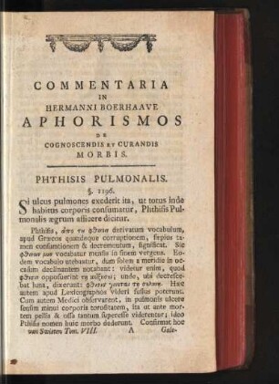 Phthisis Pulmonalis