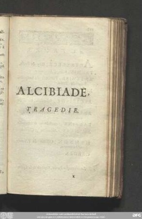 Alcibiade, Tragedie.