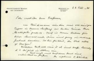 C. Weickert an G. Karo