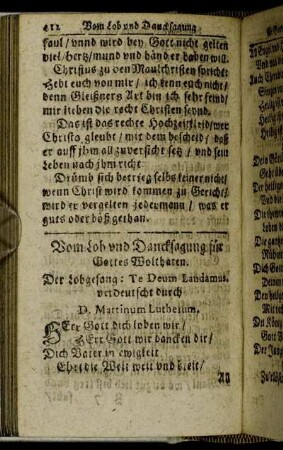 Vom Lob und Dancksagung für Gottes Wolthaten.