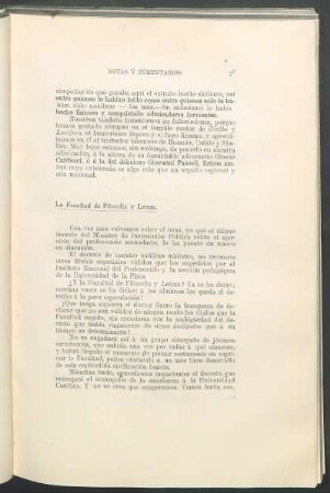 La Facultad de Filosofía y Letras