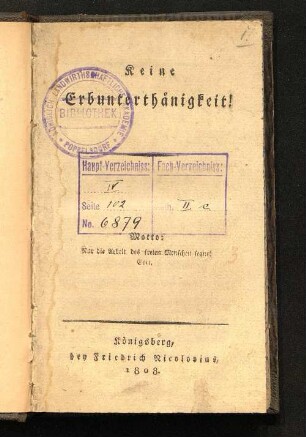 Keine Erbunterthänigkeit!