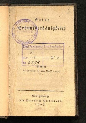 Keine Erbunterthänigkeit!