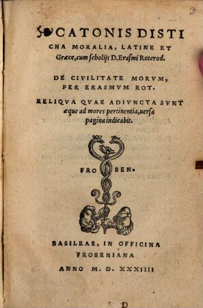 Catonis Disticha moralia : Latine et Graece