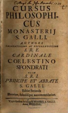 Cursus Philosophicus Monasterij S. Galli, [4]. Logica Minor, Seu Summulae