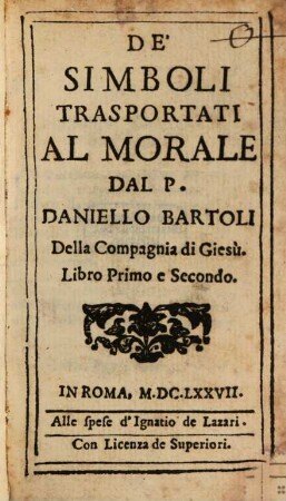 De' Simboli Transportati Al Morale, 1