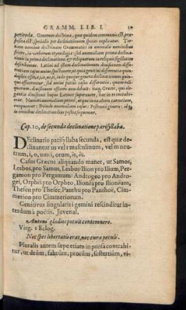 Cap. 10, de secunda declinatione parisyllaba.