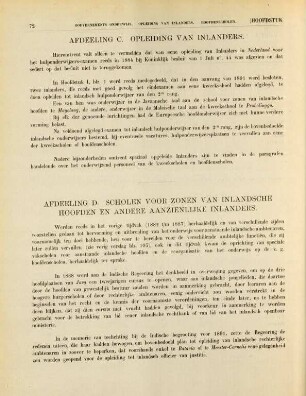 Afdeeling C. Opleiding van inlanders