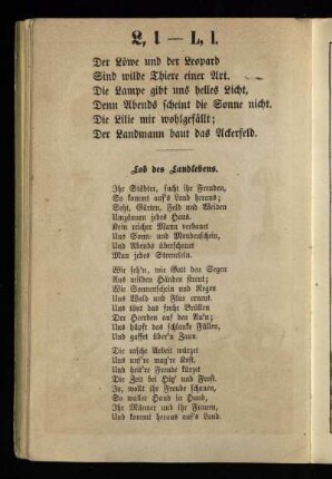 L, l [Sprüche und Gedicht zum Buchstaben L]