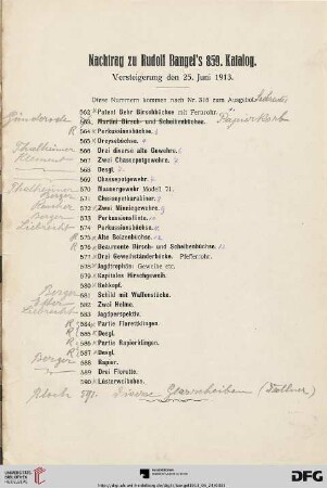Nachtrag zu Rudolf Bangel´s 859. Katalog (Nr. 562-590)