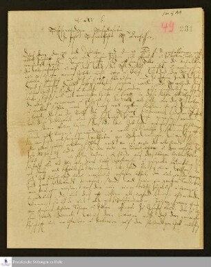 Brief von Johann Martin Boltzius und Israel Christian Gronau an Gotthilf August Francke über die Situation in den evangelischen Gemeinden Pennsylvanias sowie über die Fehler bei der Ortswahl für die Ansiedlung Ebenezer.