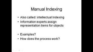 Representation I: Manual Indexing