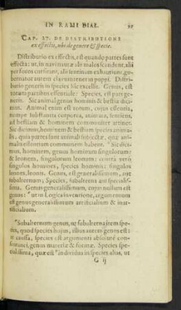 Cap. 27. De Distributione ex effectis, ubi de genere et specie.