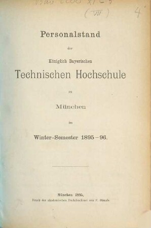 Personalstand. 1895/96