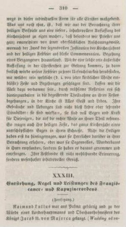 310-321 Entstehung, Regel und Leistungen des Franziscaner- und Kapuzinerordens : Fortsetzung