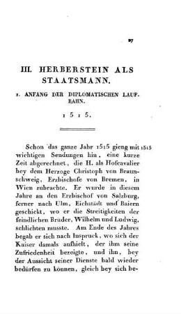 III. Herberstein als Staatsmann