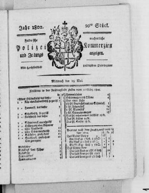 20tes Stück, Ausgabe vom 19. Mai 1802