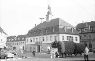 Emmendingen: Rathaus; mit Heuwagen
