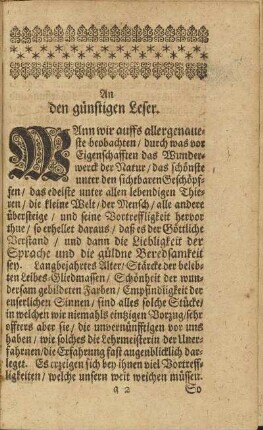 An den günstigen Leser.