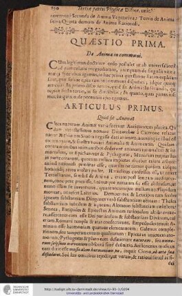 QUAESTIO PRIMA. De Anima in communi.