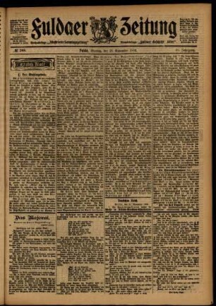 Erste Ausgabe vom Montag, den 23. November 1903.