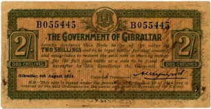 Geldschein, 2 Shillings, 6.8.1914