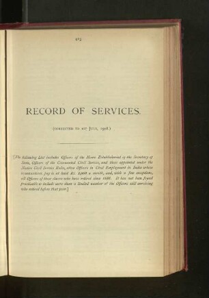 Record Of Services.