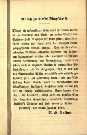 Anlaß zu dieser Flugschrift.