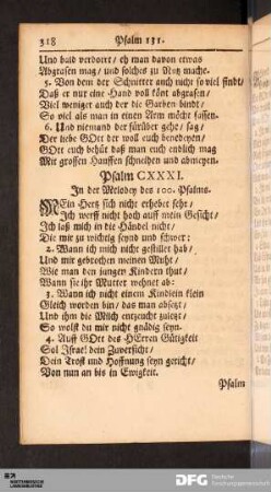 Psalm CXXXI, CXXXII, CXXXV, CXXXVI, CXXXVII, CXXXVIII